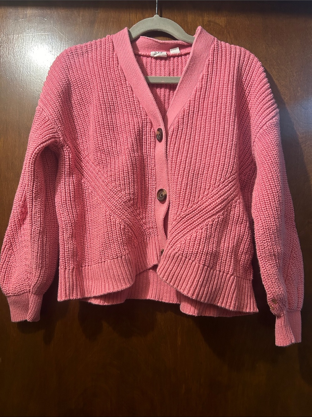 GAP Pink Chunky Knit Button-Front Cardigan